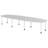 Konferenztisch PROFI mit Rundf��en | 400 x 130 cm | Lichtgrau/Wei�