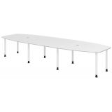 Konferenztisch PROFI mit Rundf��en | 400 x 130 cm | Wei� classic/Wei�