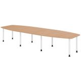 Konferenztisch PROFI mit Rundf��en | 400 x 130 cm | Eiche/Wei� 