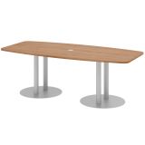 Konferenztisch PROFI Duo | 220 x 103/83 cm | Nussbaum hell/Silber