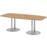 Konferenztisch PROFI Duo | 220 x 103/83 cm | Eiche Rustikal/Silber