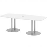 Konferenztisch PROFI Duo | 220 x 103/83 cm | Weiß classic/Silber