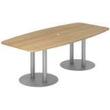 Konferenztisch PROFI mit S�ulenf��en | 220 x 103 cm | Eiche/Silber
