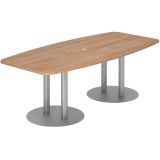 Konferenztisch PROFI mit S�ulenf��en | 220 x 103 cm | Nussbaum hell/Silber