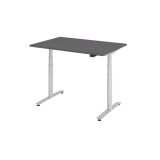 Steh-Sitz-Schreibtisch LEVEL UP silver | elektrisch höhenverstellbar | B120 x T80 cm | Graphit