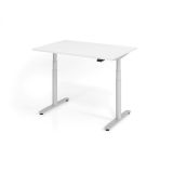 Steh-Sitz-Schreibtisch LEVEL UP silver | elektrisch höhenverstellbar | B120 x T80 cm | Weiß classic