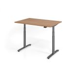 Steh-Sitz-Schreibtisch LEVEL UP graphit | elektrisch h�henverstellbar | B120 x T80 cm | Nussbaum hel