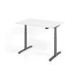 Steh-Sitz-Schreibtisch LEVEL UP graphit | elektrisch höhenverstellbar | B120 x T80 cm | Weiß classic