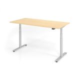 Steh-Sitz-Schreibtisch LEVEL UP silver | elektrisch h�henverstellbar | B160 x T80 cm | Ahorn 