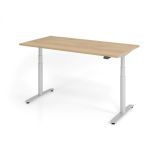 Steh-Sitz-Schreibtisch LEVEL UP silver | elektrisch höhenverstellbar | B160 x T80 cm | Eiche