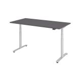 Steh-Sitz-Schreibtisch LEVEL UP silver | elektrisch höhenverstellbar | B160 x T80 cm | Graphit