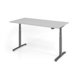 Steh-Sitz-Schreibtisch LEVEL UP graphit | elektrisch h�henverstellbar | B160 x T80 cm | Lichtgrau