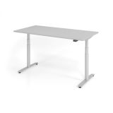 Steh-Sitz-Schreibtisch LEVEL UP silver | elektrisch höhenverstellbar | B160 x T80 cm | Lichtgrau