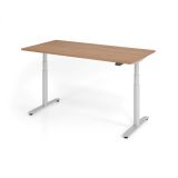 Steh-Sitz-Schreibtisch LEVEL UP silver | elektrisch höhenverstellbar | B160 x T80 cm | Nussbaum hell