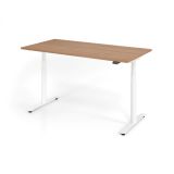 Steh-Sitz-Schreibtisch LEVEL UP white | elektrisch h�henverstellbar | B160 x T80 cm | Nussbaum hell