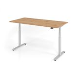 Steh-Sitz-Schreibtisch LEVEL UP silver | elektrisch höhenverstellbar | B160 x T80 cm | Eiche Rustika