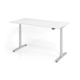 Steh-Sitz-Schreibtisch LEVEL UP silver | elektrisch höhenverstellbar | B160 x T80 cm | Weiß classic