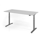 Steh-Sitz-Schreibtisch LEVEL UP graphit | elektrisch h�henverstellbar | B180 x T80 cm | Lichtgrau 