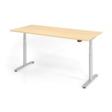 Steh-Sitz-Schreibtisch LEVEL UP silver | elektrisch höhenverstellbar | B180 x T80 cm | Ahorn