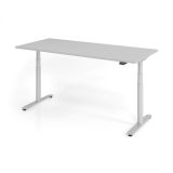 Steh-Sitz-Schreibtisch LEVEL UP silver | elektrisch höhenverstellbar | B180 x T80 cm | Lichtgrau