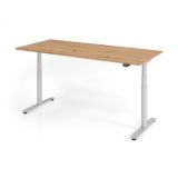 Steh-Sitz-Schreibtisch LEVEL UP silver | elektrisch höhenverstellbar | B180 x T80 cm | Eiche Rustika