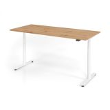 Steh-Sitz-Schreibtisch LEVEL UP white | elektrisch h�henverstellbar | B180 x T80 cm | Eiche Rustikal