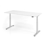 Steh-Sitz-Schreibtisch LEVEL UP silver | elektrisch höhenverstellbar | B180 x T80 cm | Weiß classic