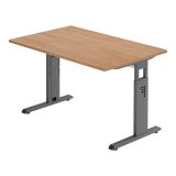 Schreibtisch OMEGA | Gestell graphit | 120 x 80 cm | Nussbaum hell