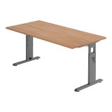 Schreibtisch OMEGA | Gestell graphit | 160 x 80 cm | Nussbaum hell