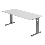Schreibtisch OMEGA | Gestell graphit | 180 x 80 cm | Lichtgrau