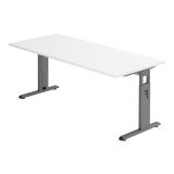 Schreibtisch OMEGA | Gestell graphit | 180 x 80 cm | Weiß classic