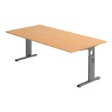 Schreibtisch OMEGA | Gestell graphit | 200 x 100 cm | Buche