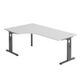 Schreibtisch OMEGA | Gestell graphit | 200 x 120 cm | Lichtgrau