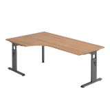 Schreibtisch OMEGA | Gestell graphit | 200 x 120 cm | Nussbaum hell
