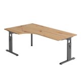 Schreibtisch OMEGA | Gestell graphit | 200 x 120 cm | Eiche Rustikal