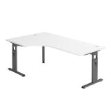 Schreibtisch OMEGA | Gestell graphit | 200 x 120 cm | Weiß classic