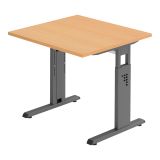 Schreibtisch OMEGA | Gestell graphit | 80 x 80 cm | Buche