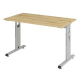 Schreibtisch OMEGA @home | 120 x 67 cm | Gestell silber | Eiche Rustikal