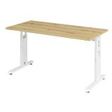 Schreibtisch OMEGA @home | 140 x 67 cm | Gestell weiss | Eiche Rustikal