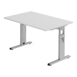 Schreibtisch OMEGA | Gestell silber | 120 x 80 cm | Nussbaum hell