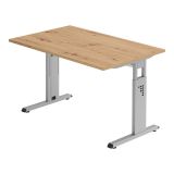 Schreibtisch OMEGA | Gestell silber | 120 x 80 cm | Eiche Rustikal