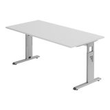 Schreibtisch OMEGA | Gestell silber | 160 x 80 cm | Lichtgrau