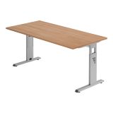 Schreibtisch OMEGA | Gestell silber | 160 x 80 cm | Nussbaum hell