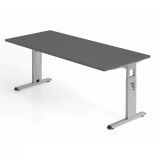 Schreibtisch OMEGA | Gestell silber | 180 x 80 cm | Graphit