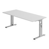 Schreibtisch OMEGA | Gestell silber | 180 x 80 cm | Lichtgrau