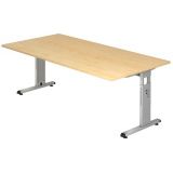 Schreibtisch OMEGA | Gestell silber | 200 x 100 cm | Ahorn
