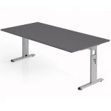Schreibtisch OMEGA | Gestell silber | 200 x 100 cm | Graphit