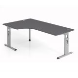 Schreibtisch OMEGA | Gestell silber | 200 x 120 cm | Graphit