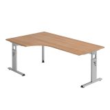 Schreibtisch OMEGA | Gestell silber | 200 x 120 cm | Nussbaum hell