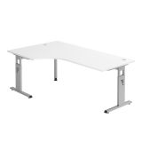 Schreibtisch OMEGA | Gestell silber | 200 x 120 cm | Weiß classic